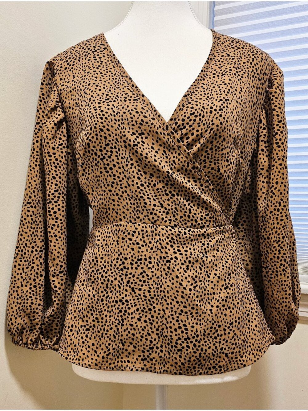 Reset by Jane Cheetah Print Wrap Blouse (M)